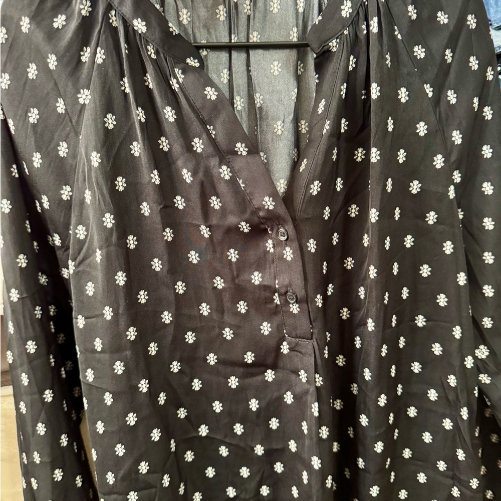 Maurices Black Floral Button-Up Top